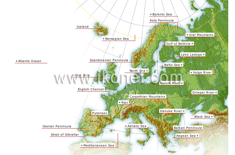 europe physical map peninsulas