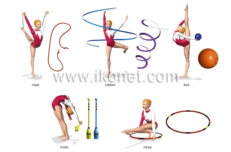 Choose your rhythmic gymnastics apparatus: Ball, clubs, hoop